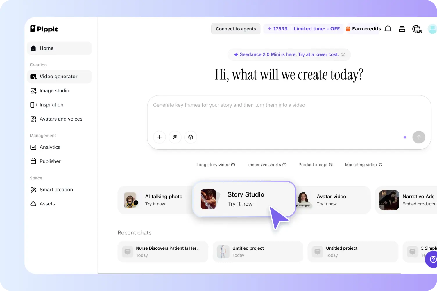 Navigate to the Story Studio