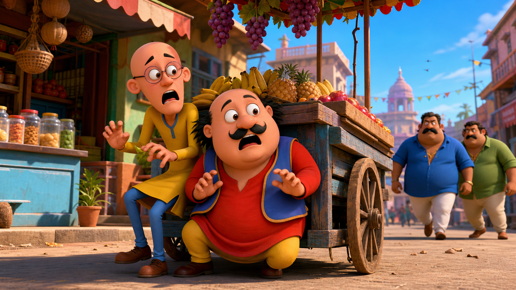 Motu Patlu Funny Shop Promotion AI Video Prompt prompt result 1