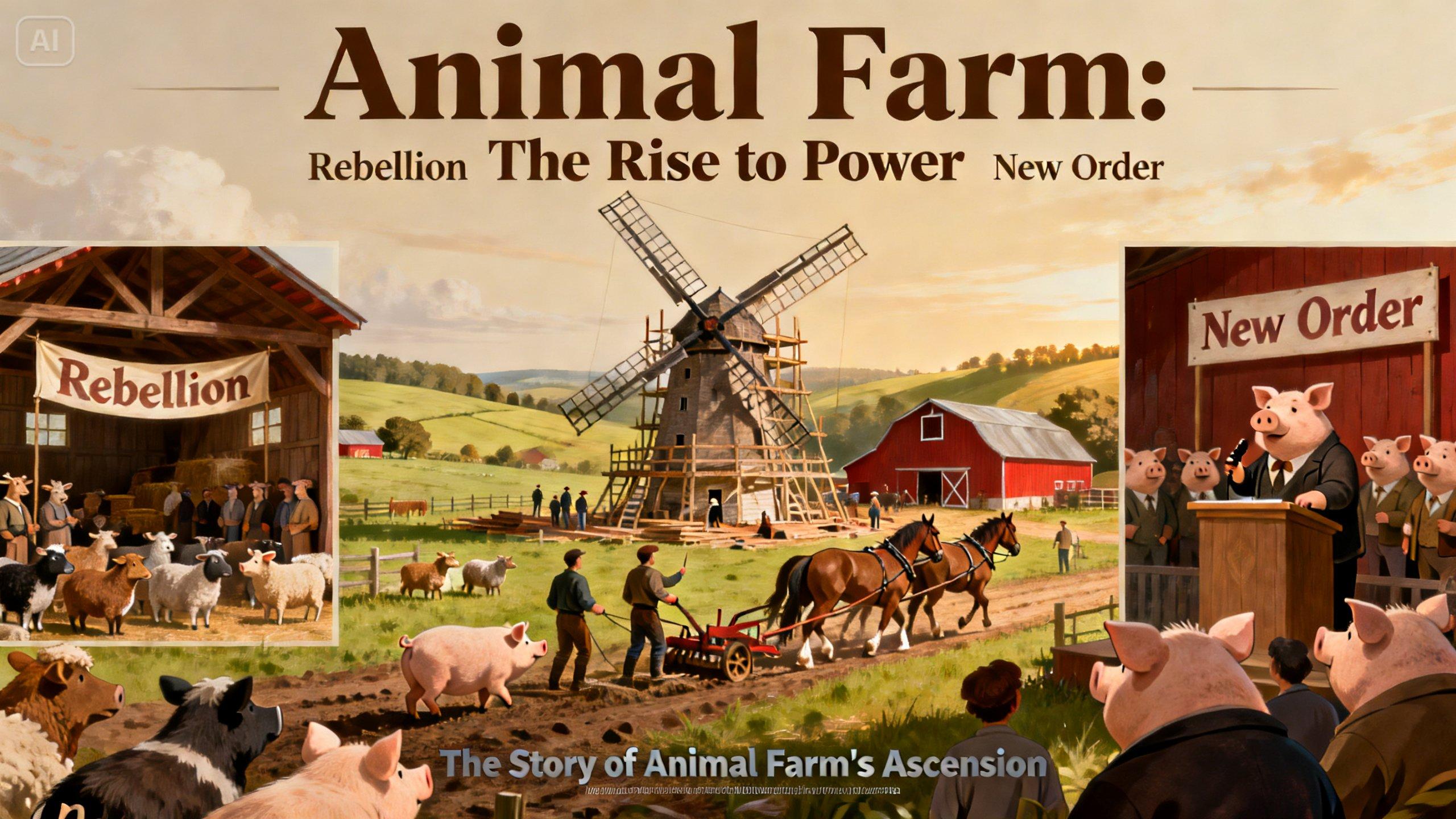 progetto poster su Animal Farm che racconta la storia