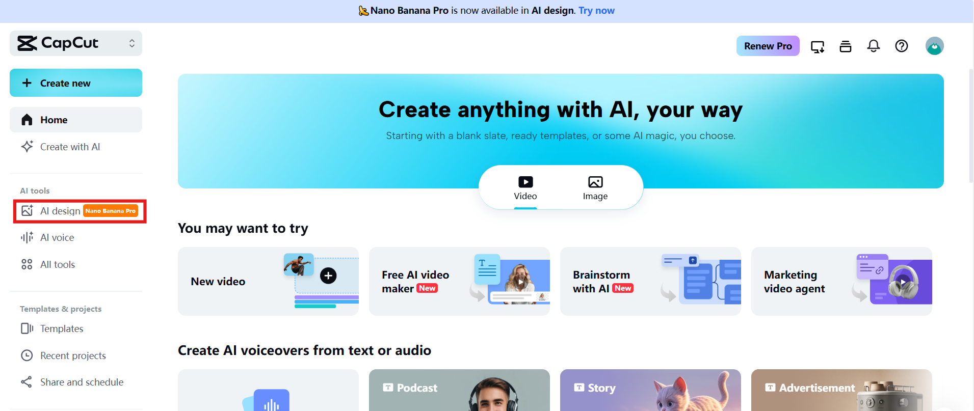 KI-Design auf CapCut Online Editor
