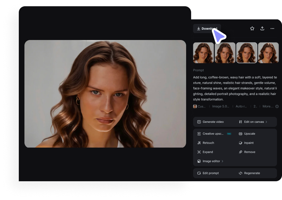 Affinez et téléchargez votre transformation de cheveux longs