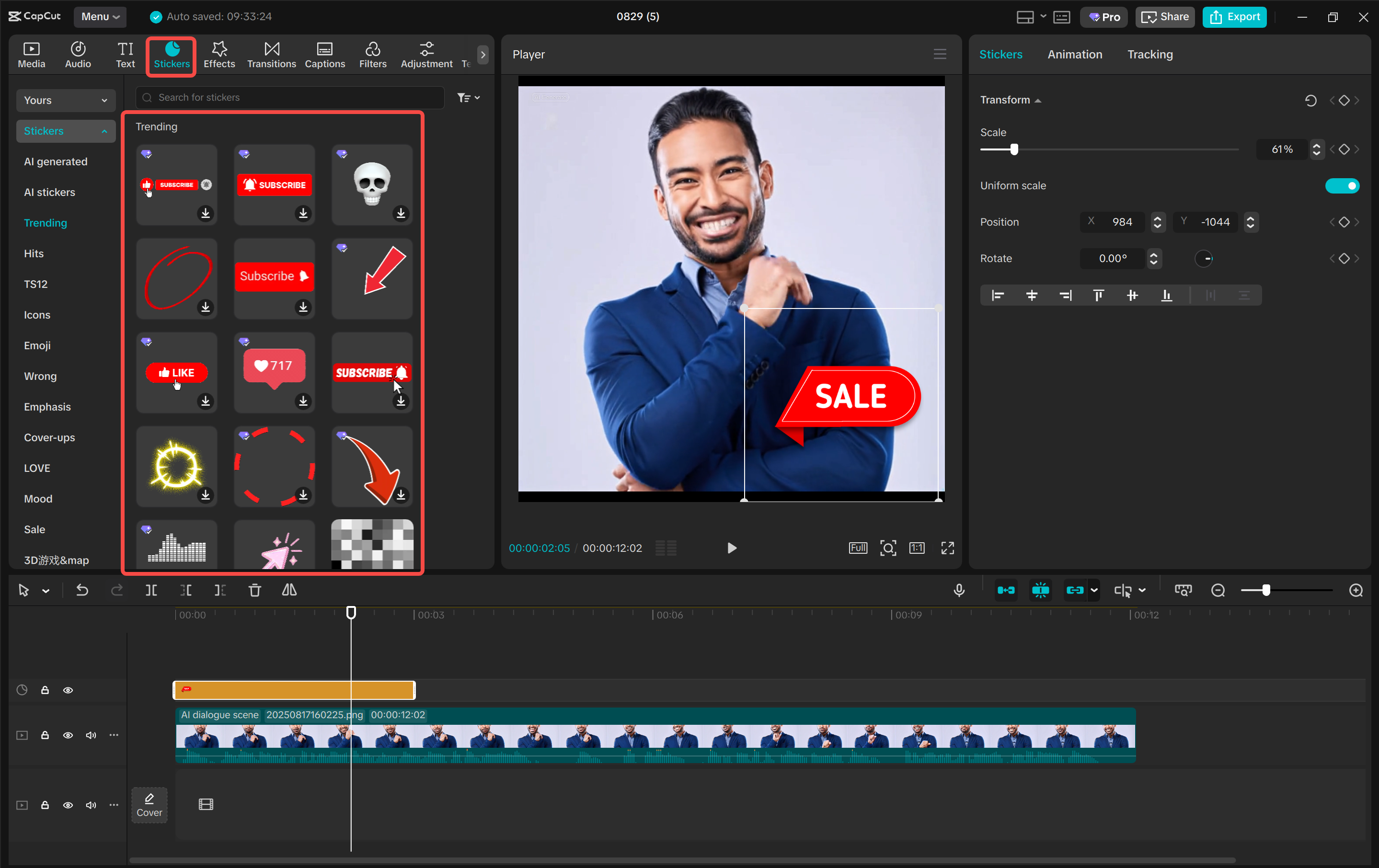 Modifica della scena di dialogo con l' CapCut editor video desktop