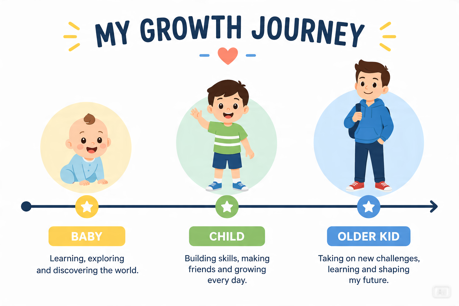All About Me growth timeline slide generated by Pippit