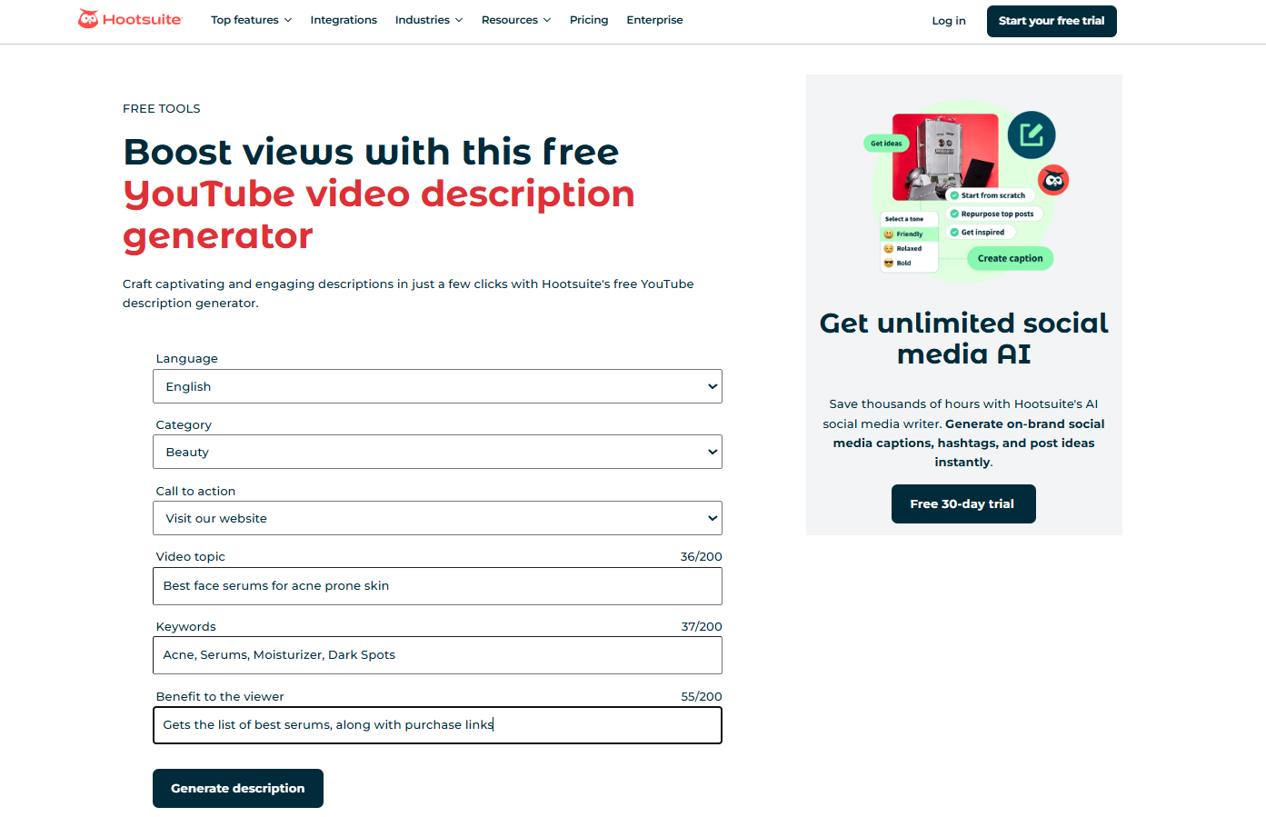 Interfaccia di Hootsuite