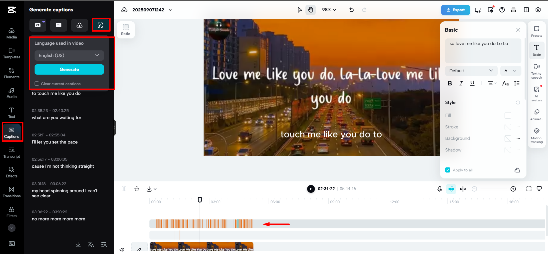 Menghasilkan lirik otomatis untuk sebuah lagu