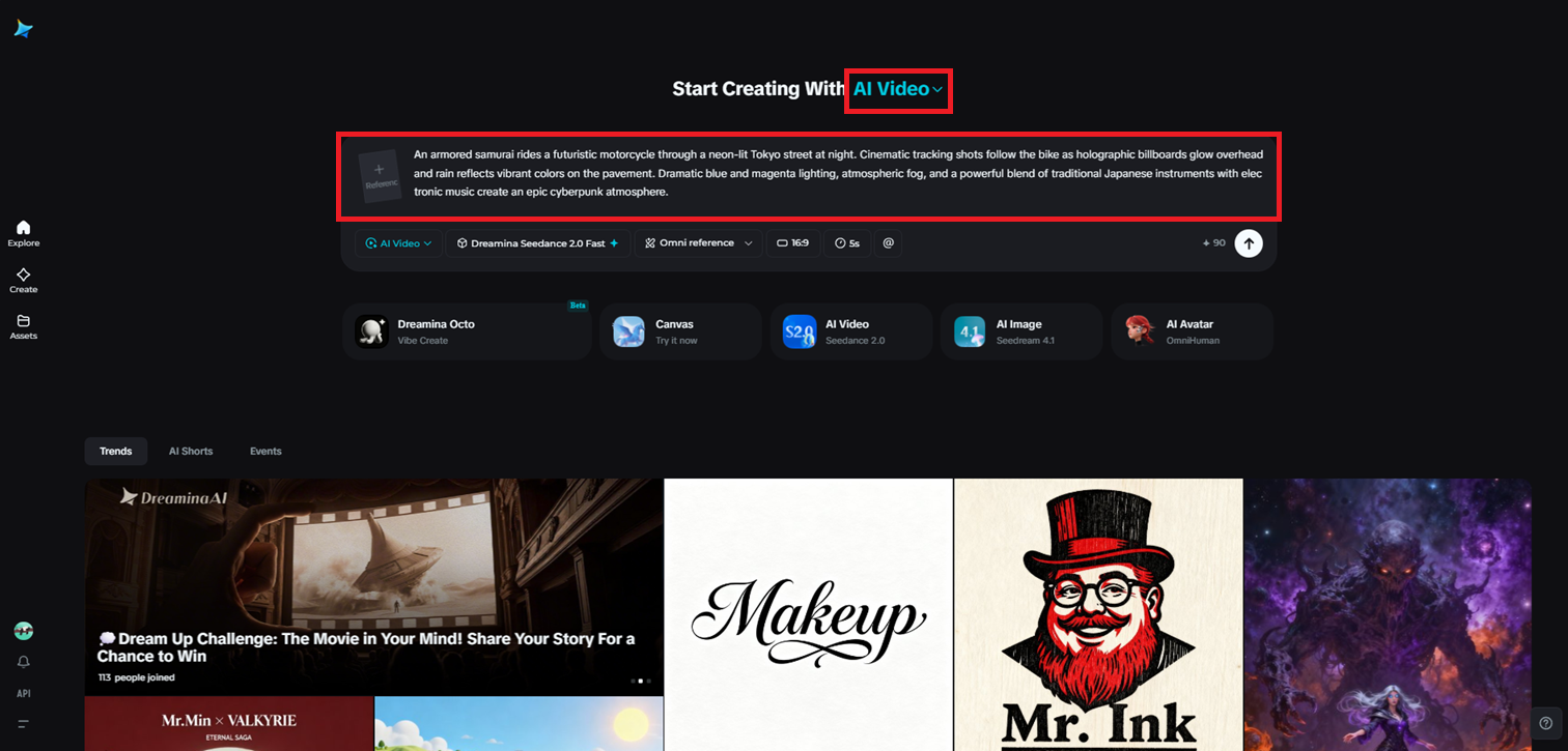 Masukkan gambar prompt & unggah