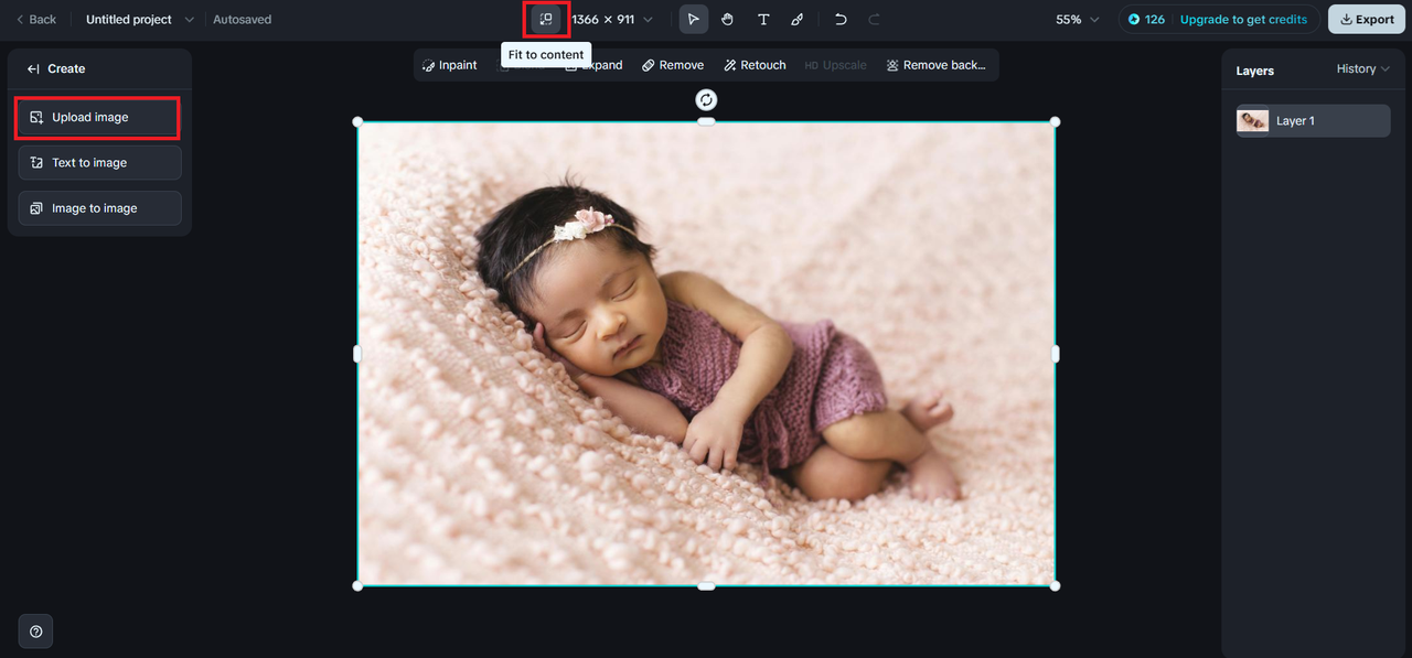 Carregue a foto na tela