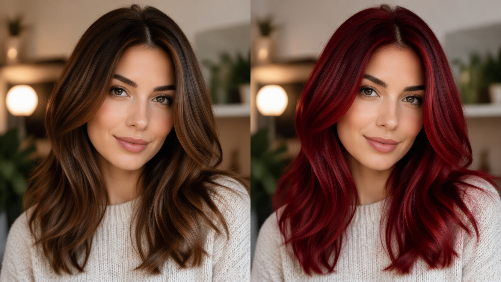 Contoh cepat filter rambut merah Dreamina 3: Glossy Crimson Closeup