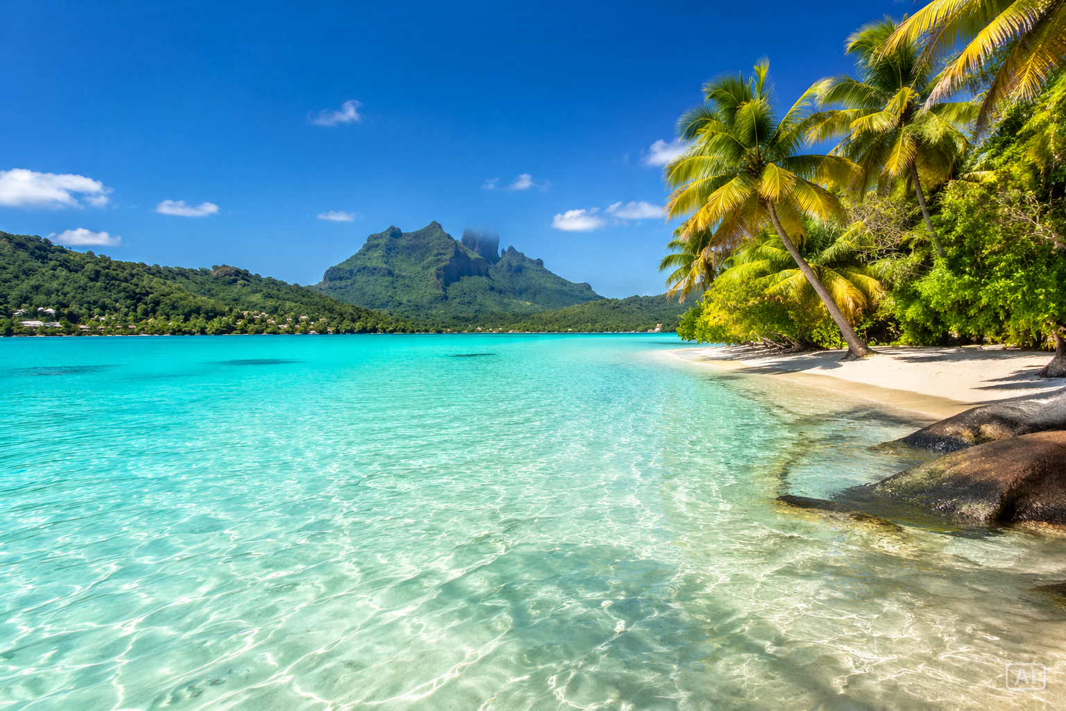 Tropical lagoon beach wallpaper generated by Pippit
