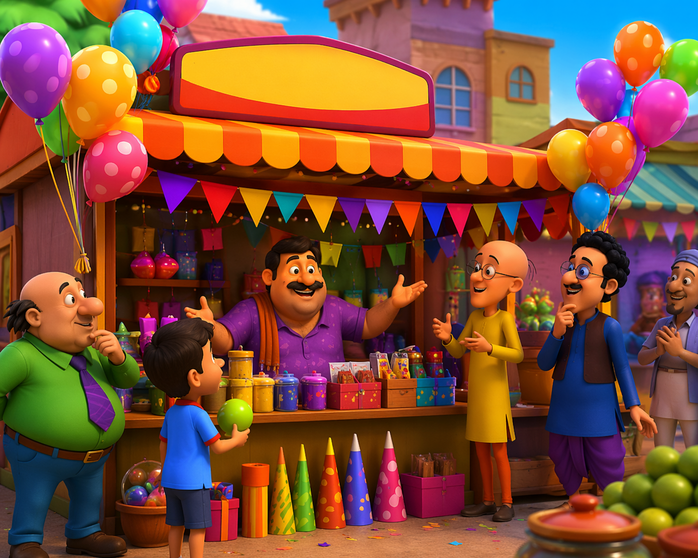 Promosi toko Dreamina Motu Patlu Contoh prompt video AI 2: Pengungkapan Produk Ramah