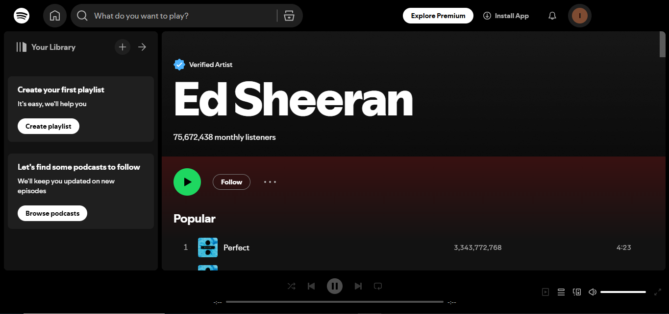 Ed Sheeran - L'un des artistes les plus suivis sur Spotify