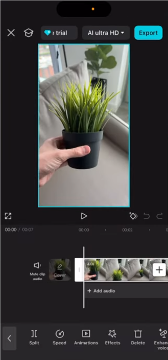 CapCut에서 동영상 클립 자르기