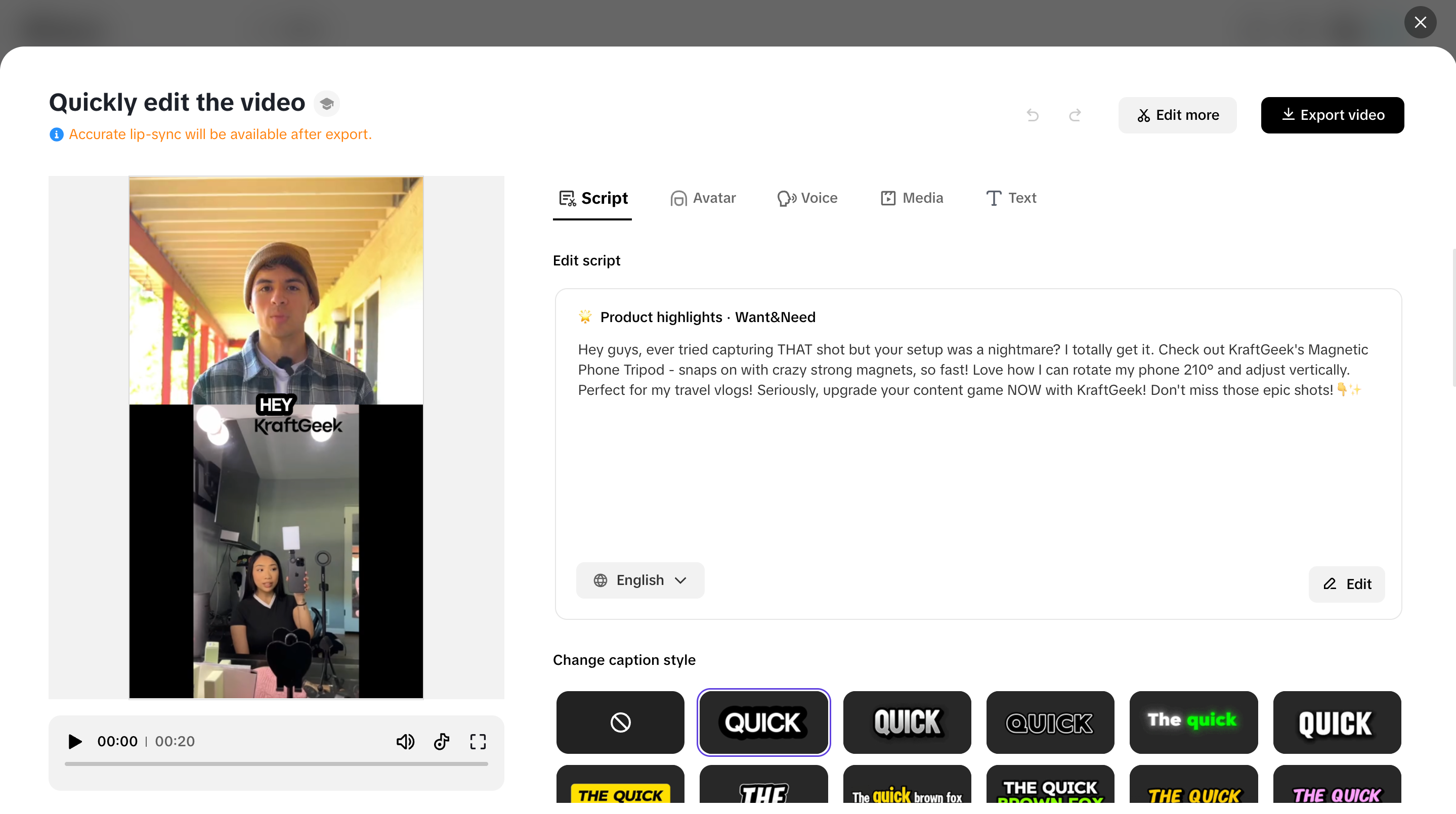Edit and refine your video