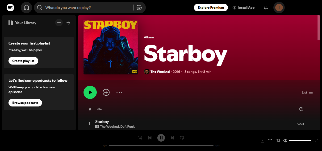 Starboy de The Weeknd - parmi les 10 albums les plus diffusés sur Spotify