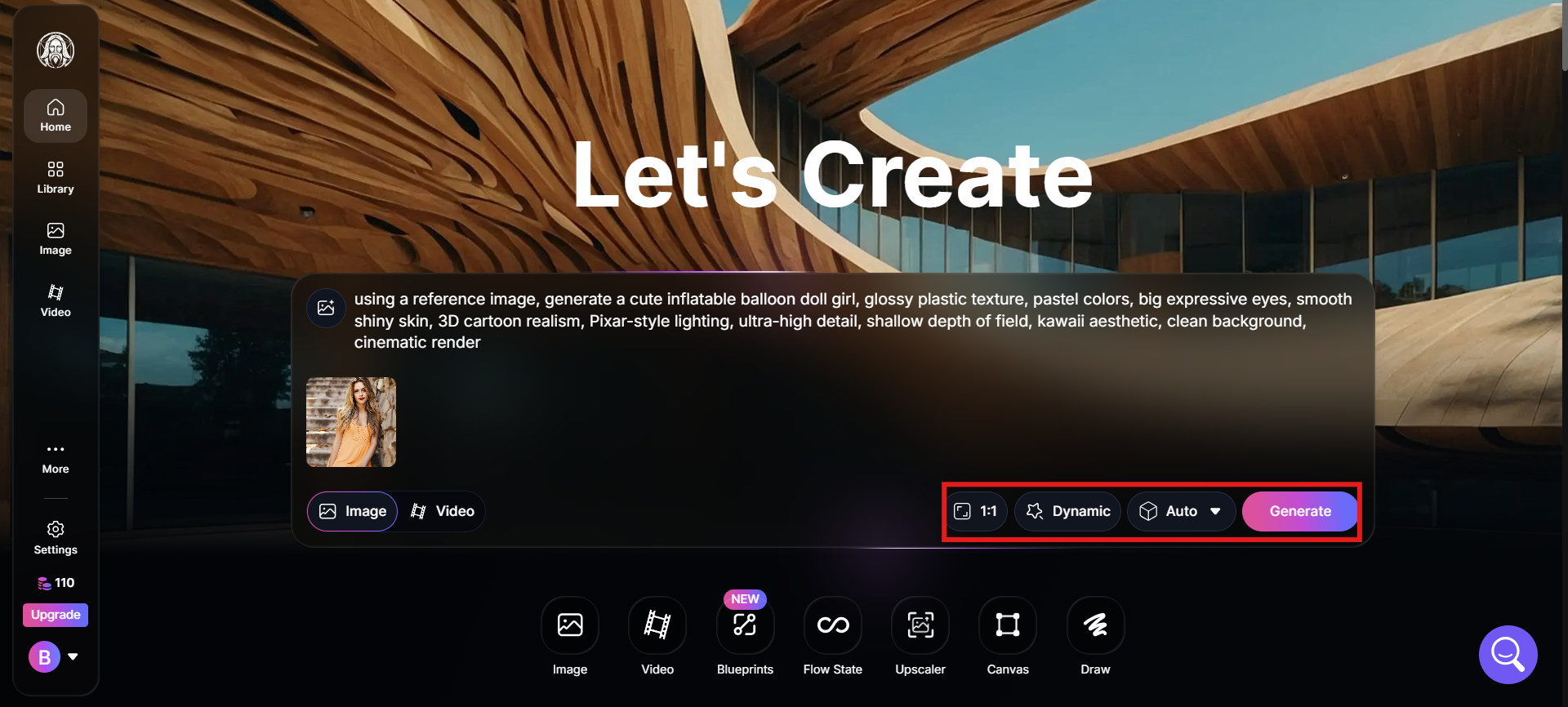 Adjust settings and generate