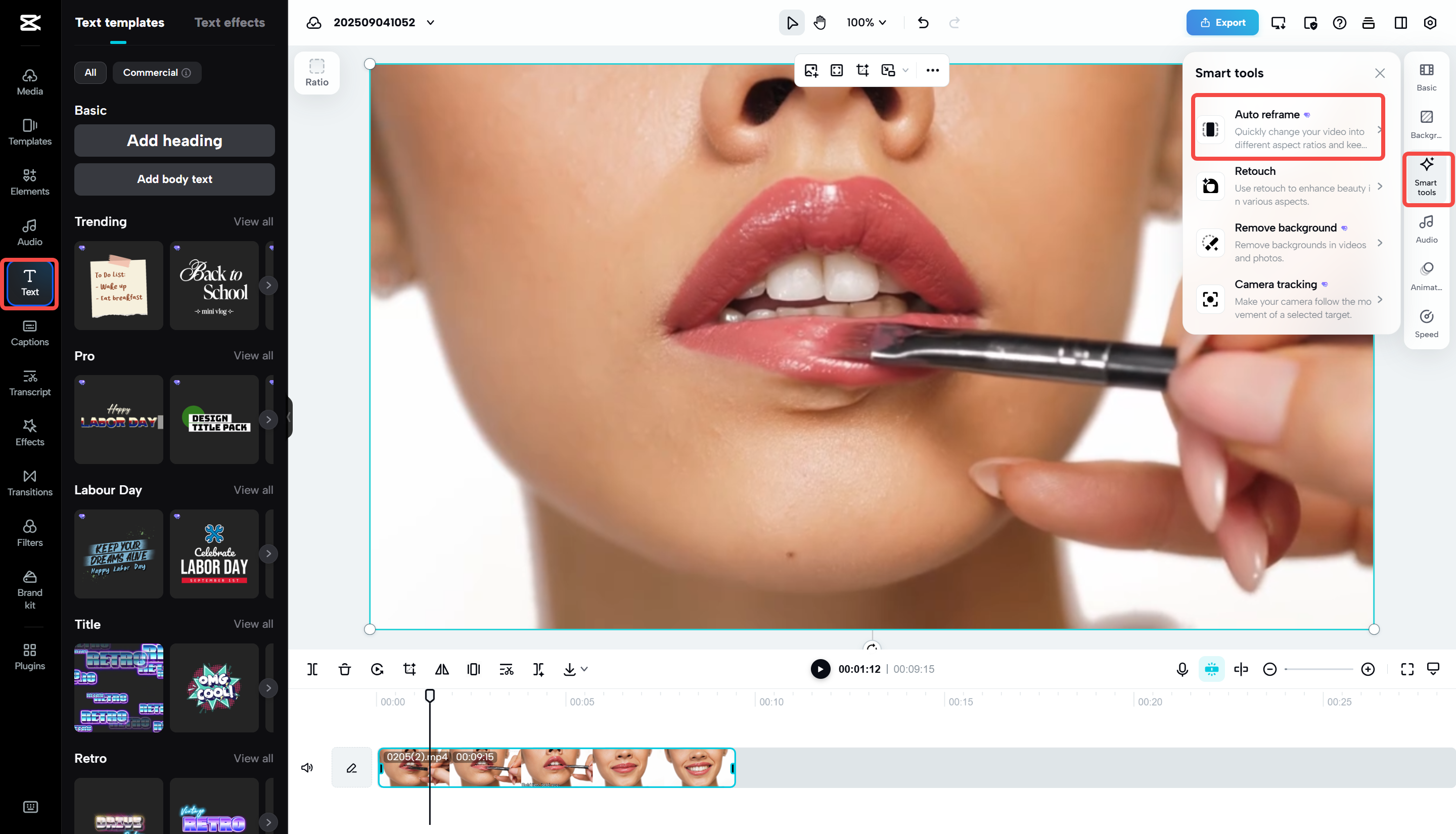 Text hinzufügen und das Video mit CapCut Web automatisch neu ausrichten