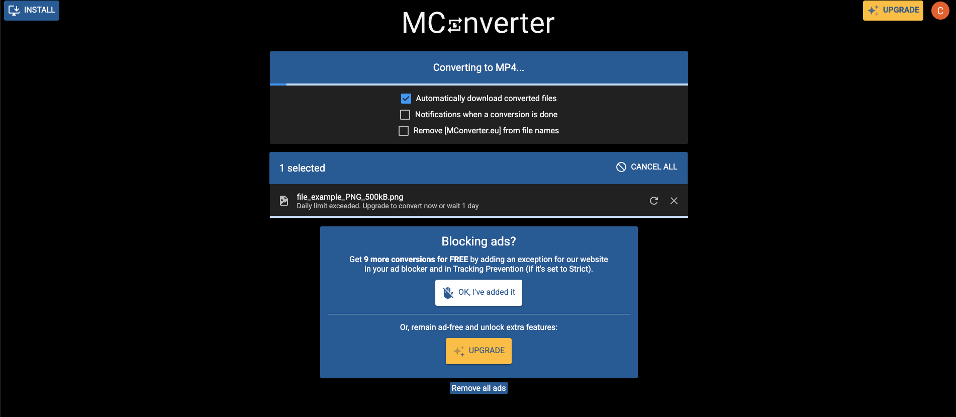 Convertor PNG la MP4 online