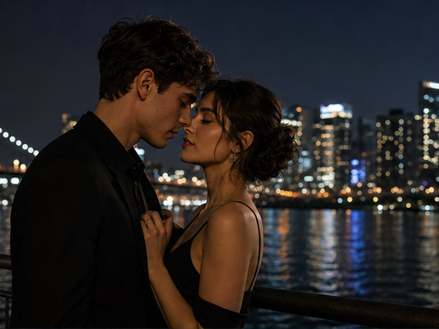 Night Time Couple Editing prompt example 1 - City-light couple