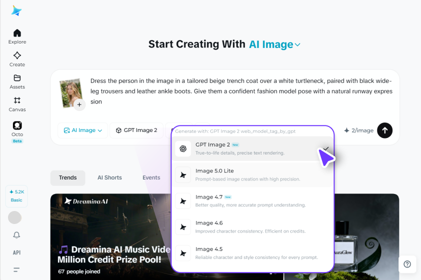 Adjust image settings & generate