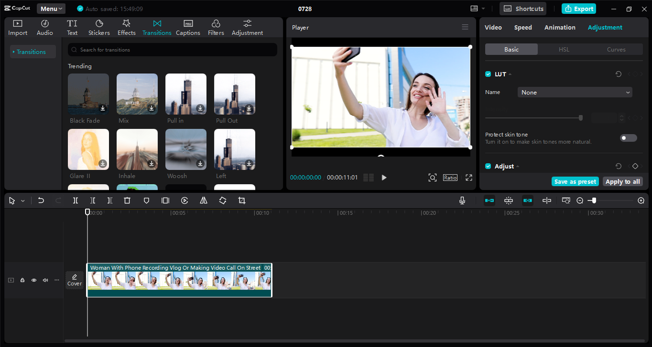 Antaramuka editor video desktop CapCut - cara terbaik untuk meneroka templat video vlog.