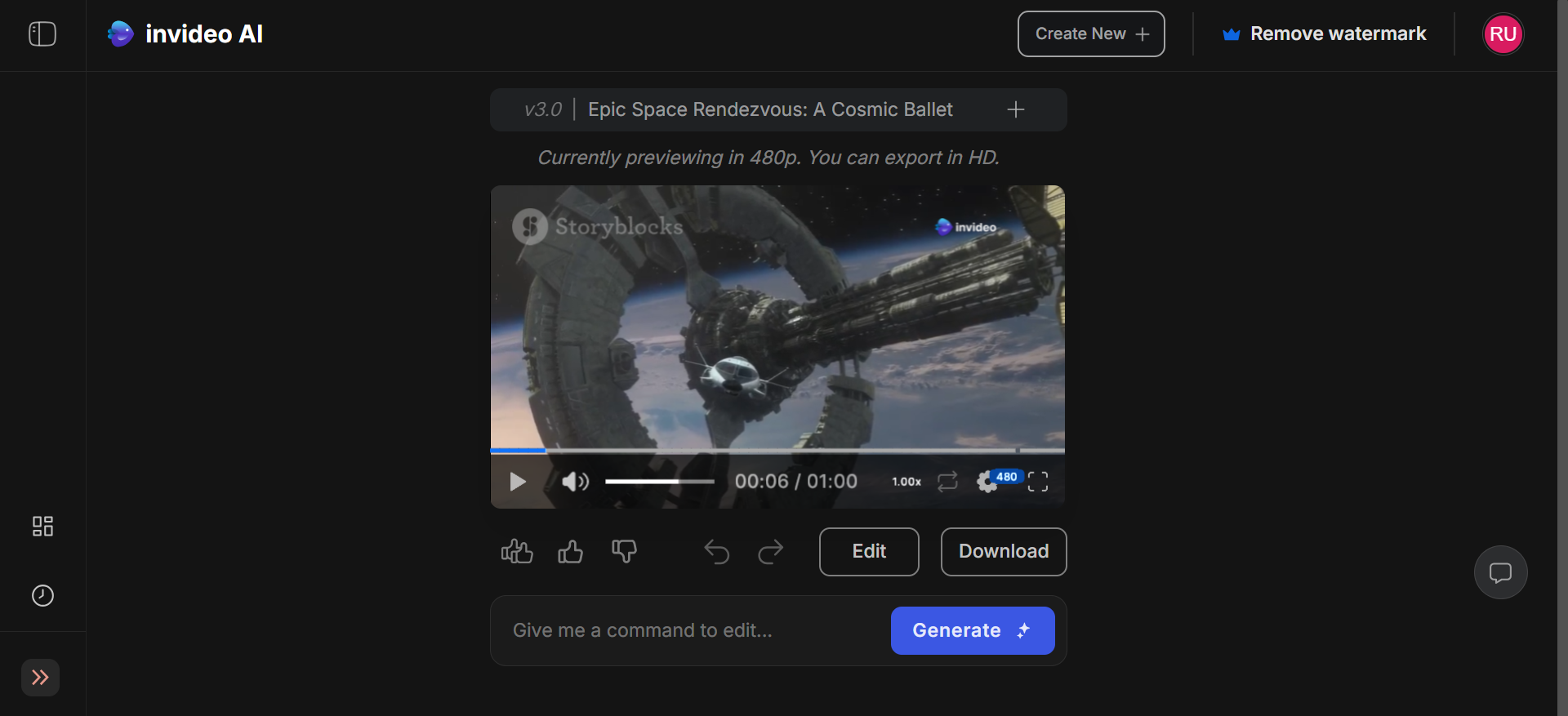 InVideo AI video generation interface