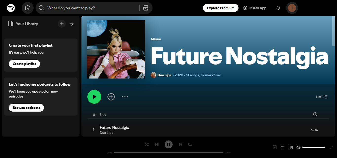Future Nostalgia de Dua Lipa - un des meilleurs albums diffusés sur Spotify