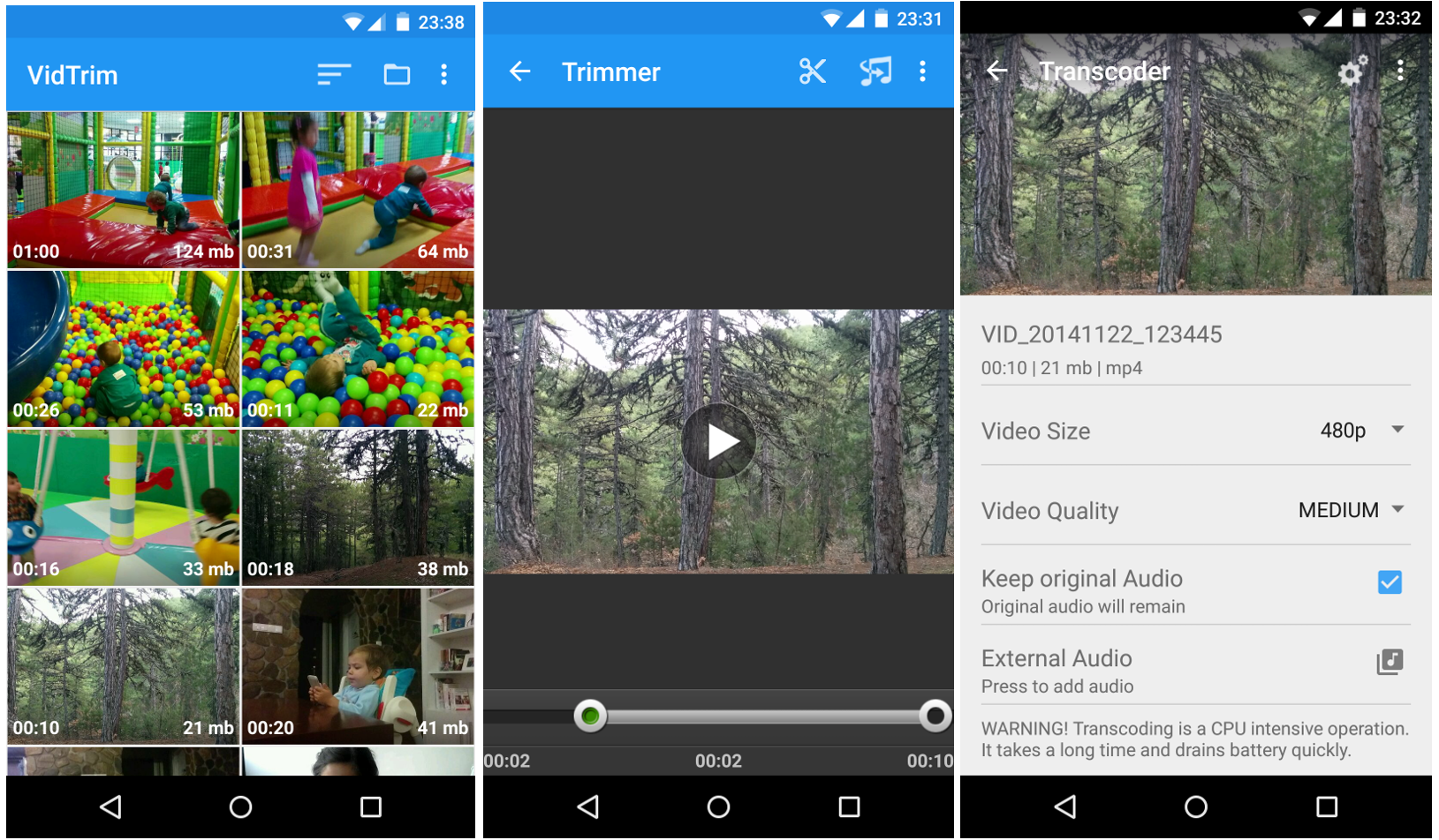 Зображення, що показує відеоредактор VidTrim