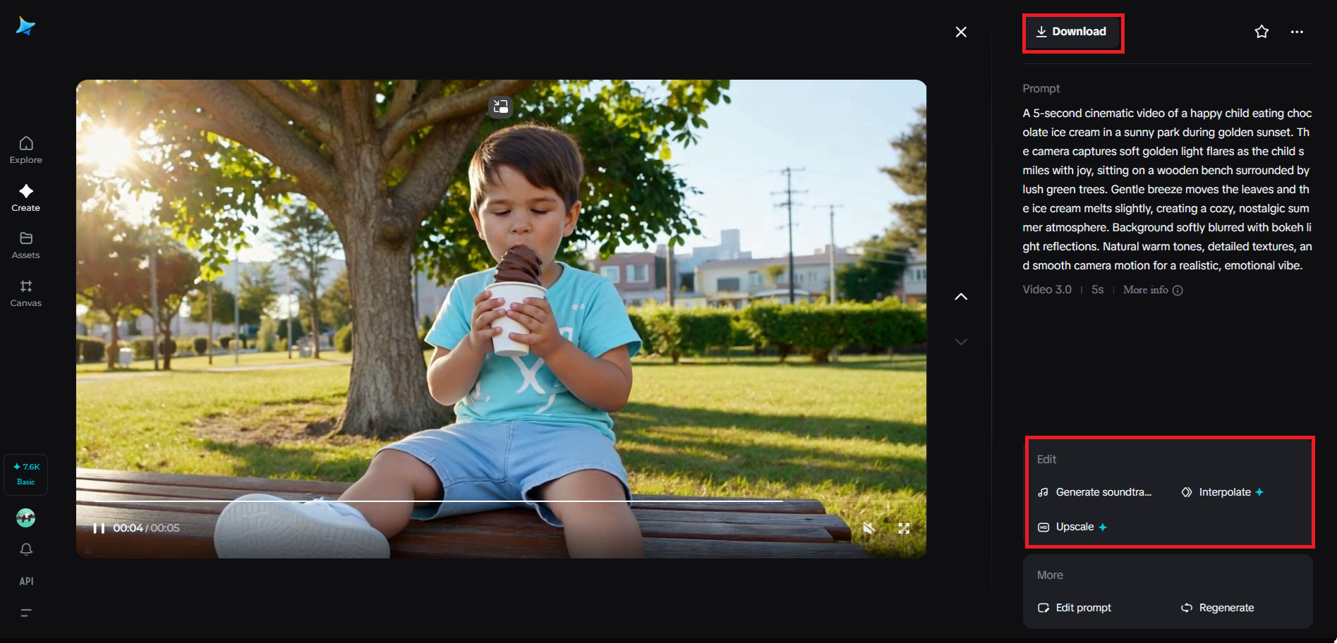 Open the Dreamina workspace and generate your final video