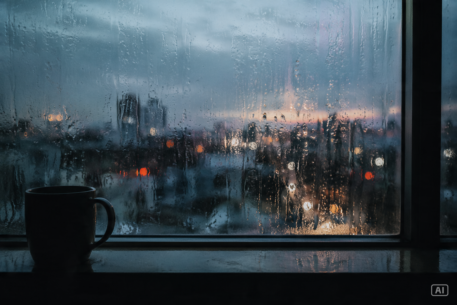 Rain-streaked window aesthetic image generated by Pippit