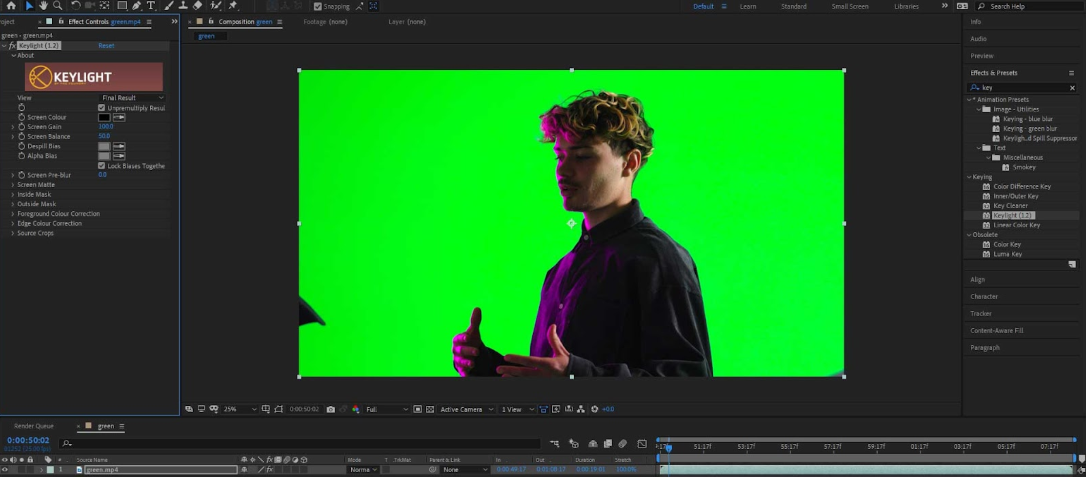 How to use the chroma key in After Effects?