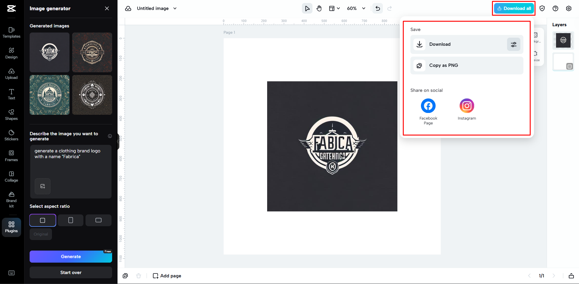 Scaricare il logo da CapCut Web