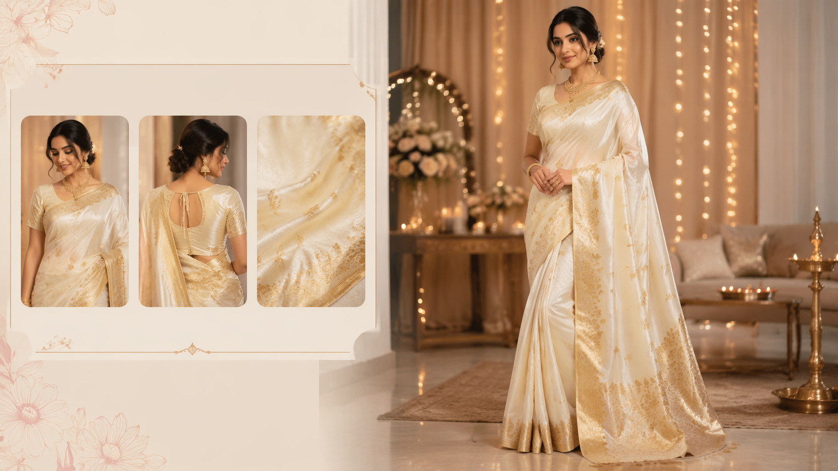 Dreamina AI Saree Try On prompt example 5: Elegant Studio Saree
