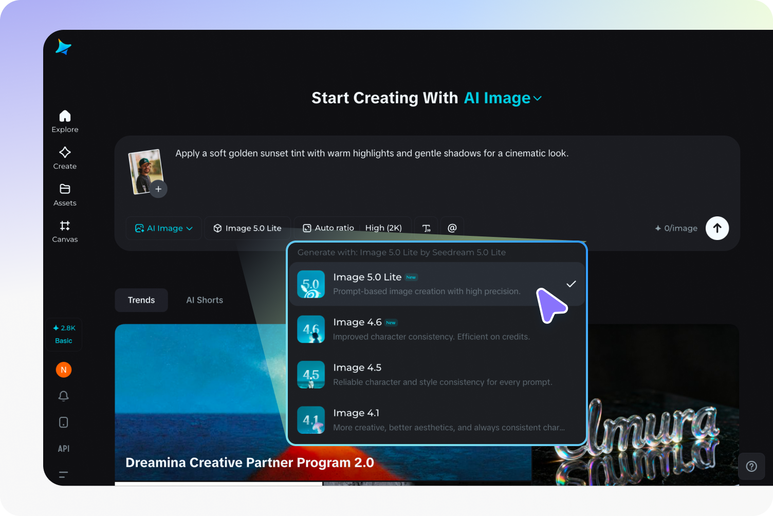 Hasilkan imej berwarna dengan Seedream 5.0