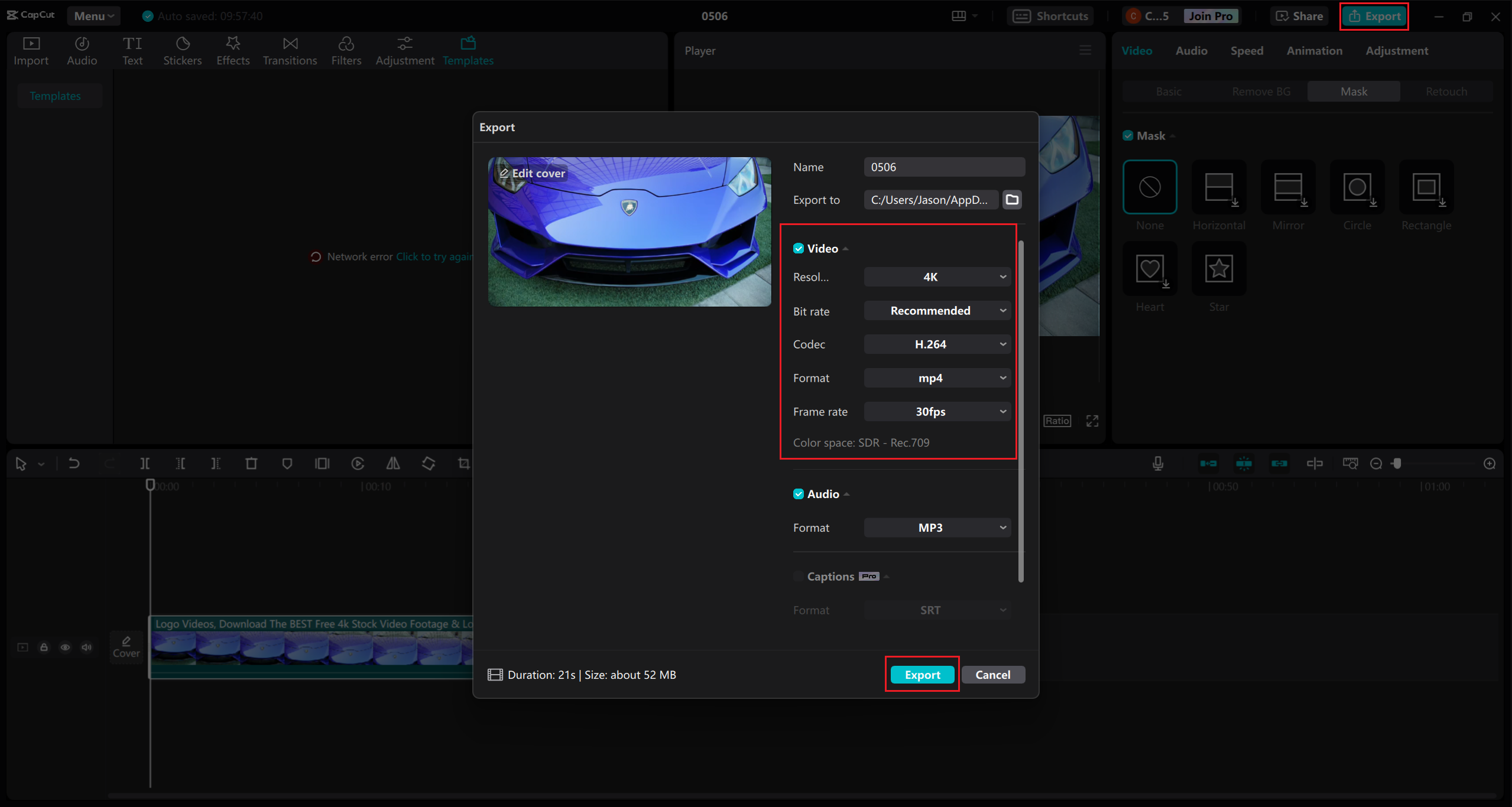 export on CapCut