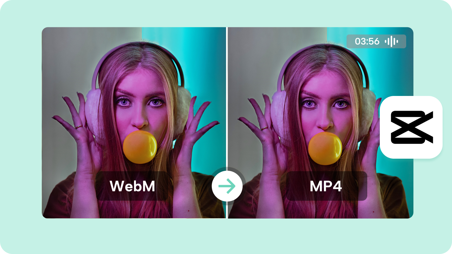Daha geniş çevrimdışı oynatma ve düzenleme kullanımı için bir WebM video dosyasını bir MP4 dosyasına dönüştürme sürecini gösteren bir diyagram.