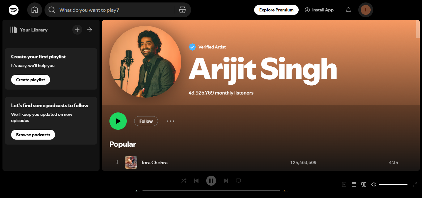 Arijit Singh - La chanteuse la plus suivie sur Spotify en Inde