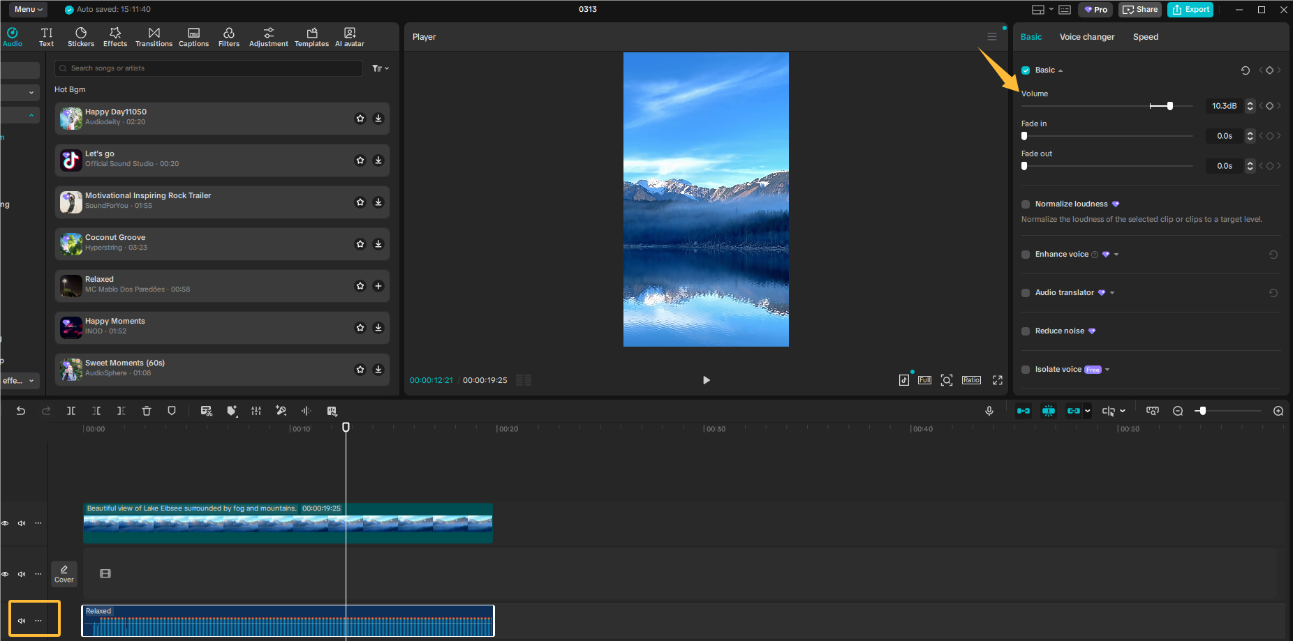 Regolare l'audio in CapCut sul PC
