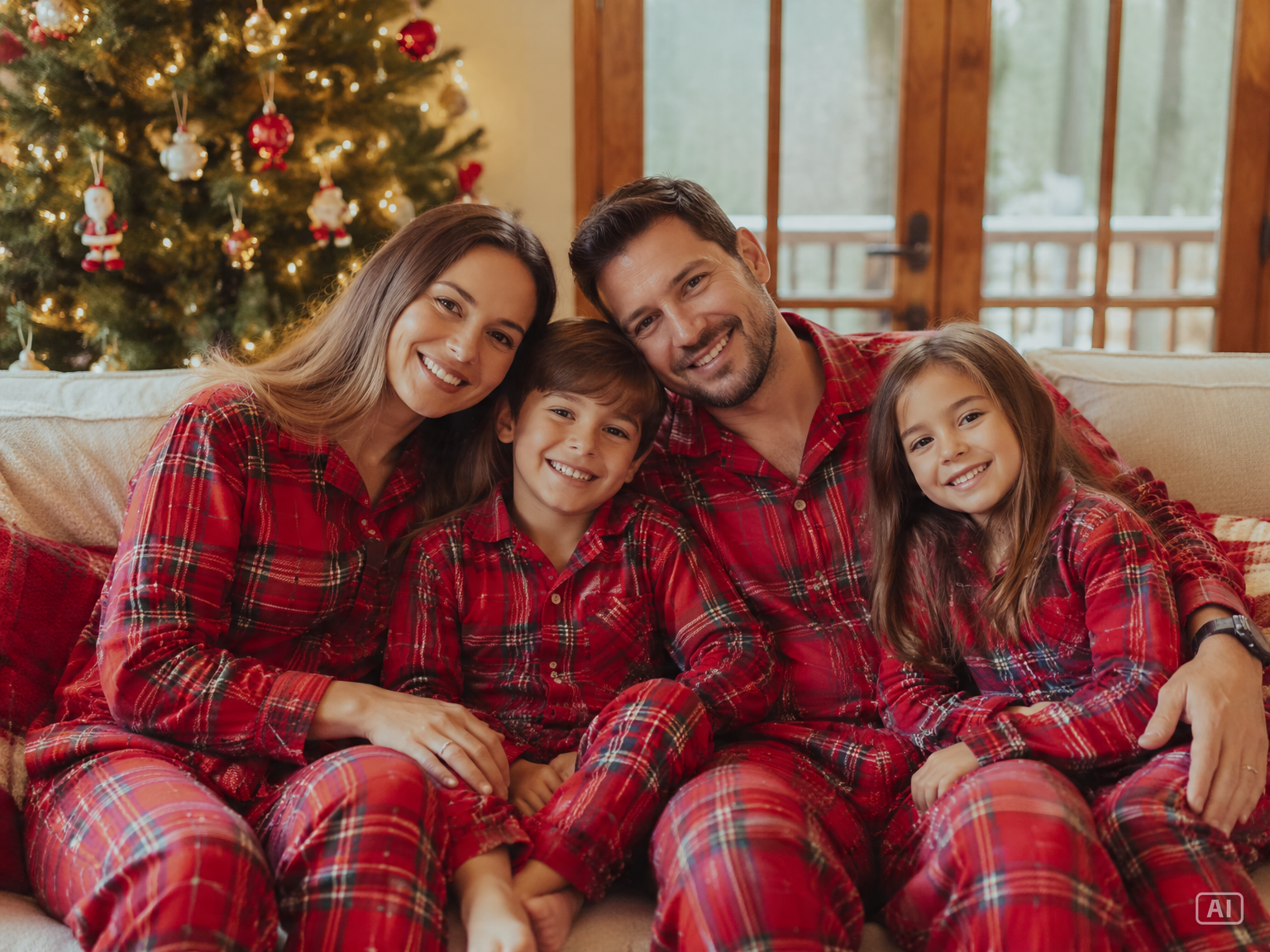 Matching pajama family photo generated by Pippit