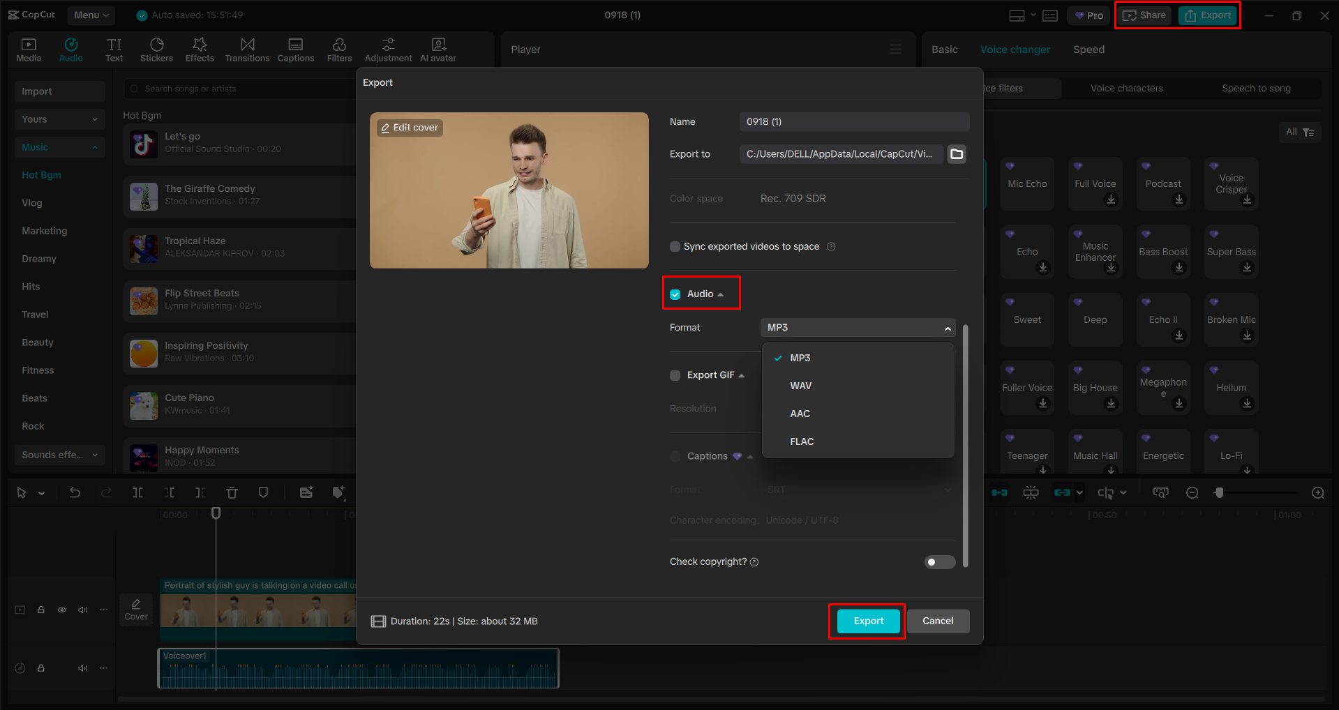Eksportowanie wideo z CapCut komputerowego edytora wideo