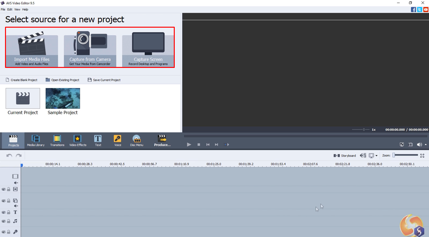 Importazione di contenuti multimediali nell'editor video AVS