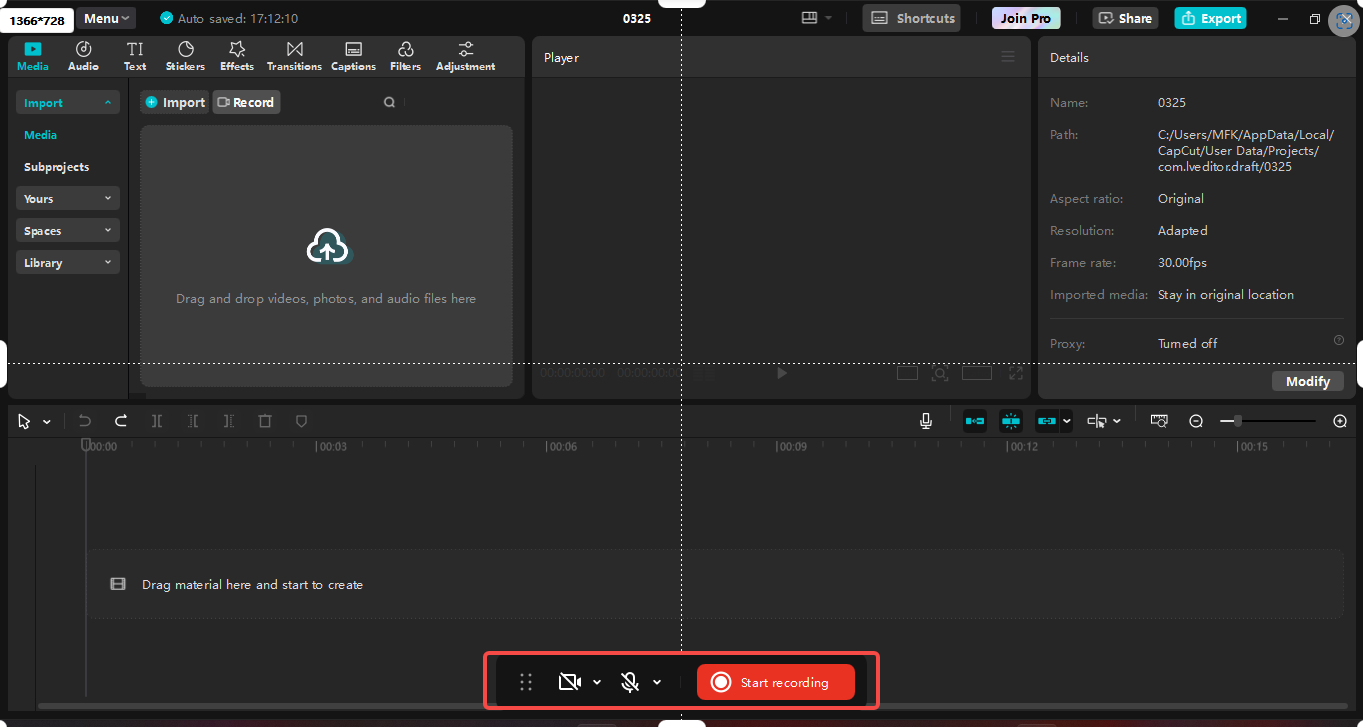 Start recording