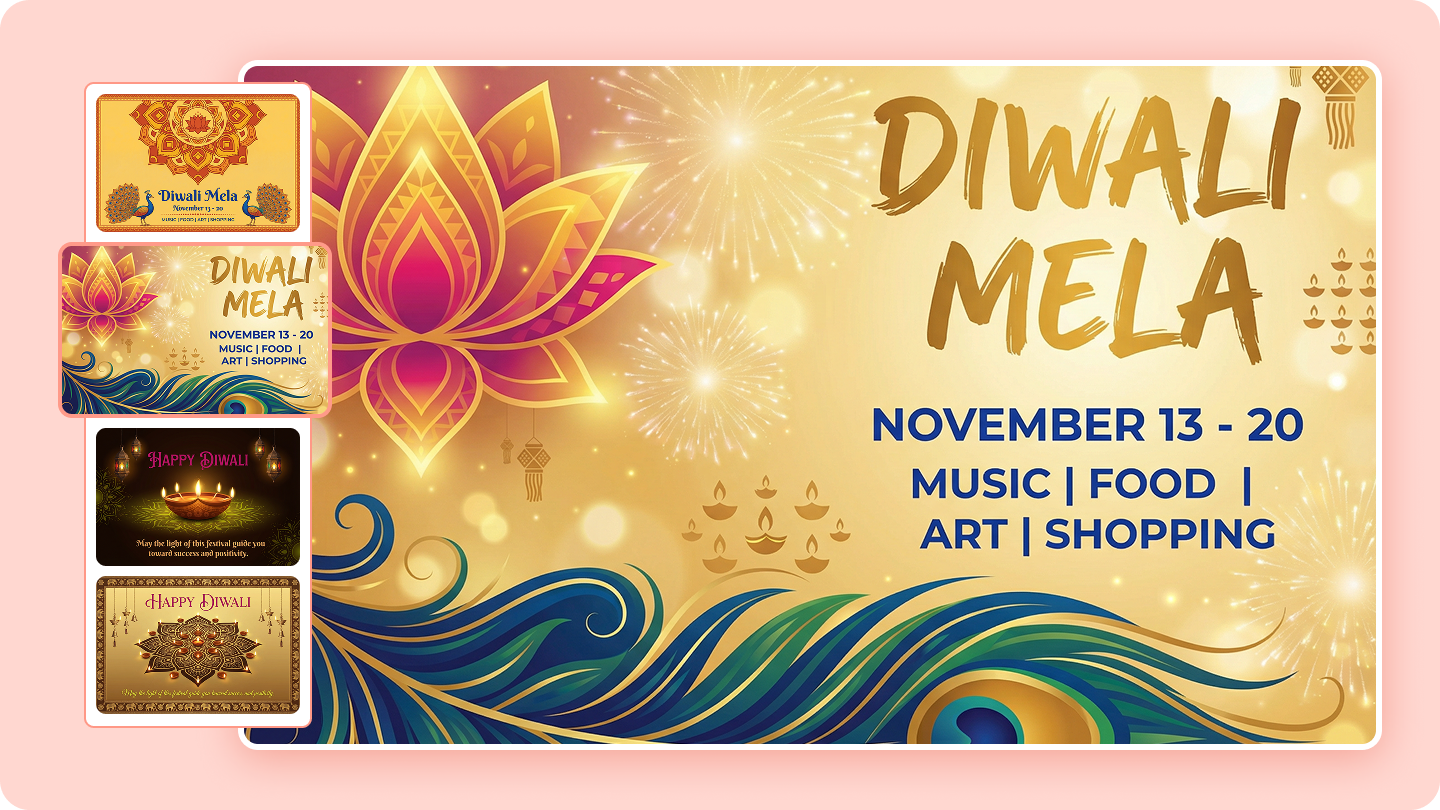  Diwali Banner: 3 snabba sätt att designa festliga hälsningar och kampanjer