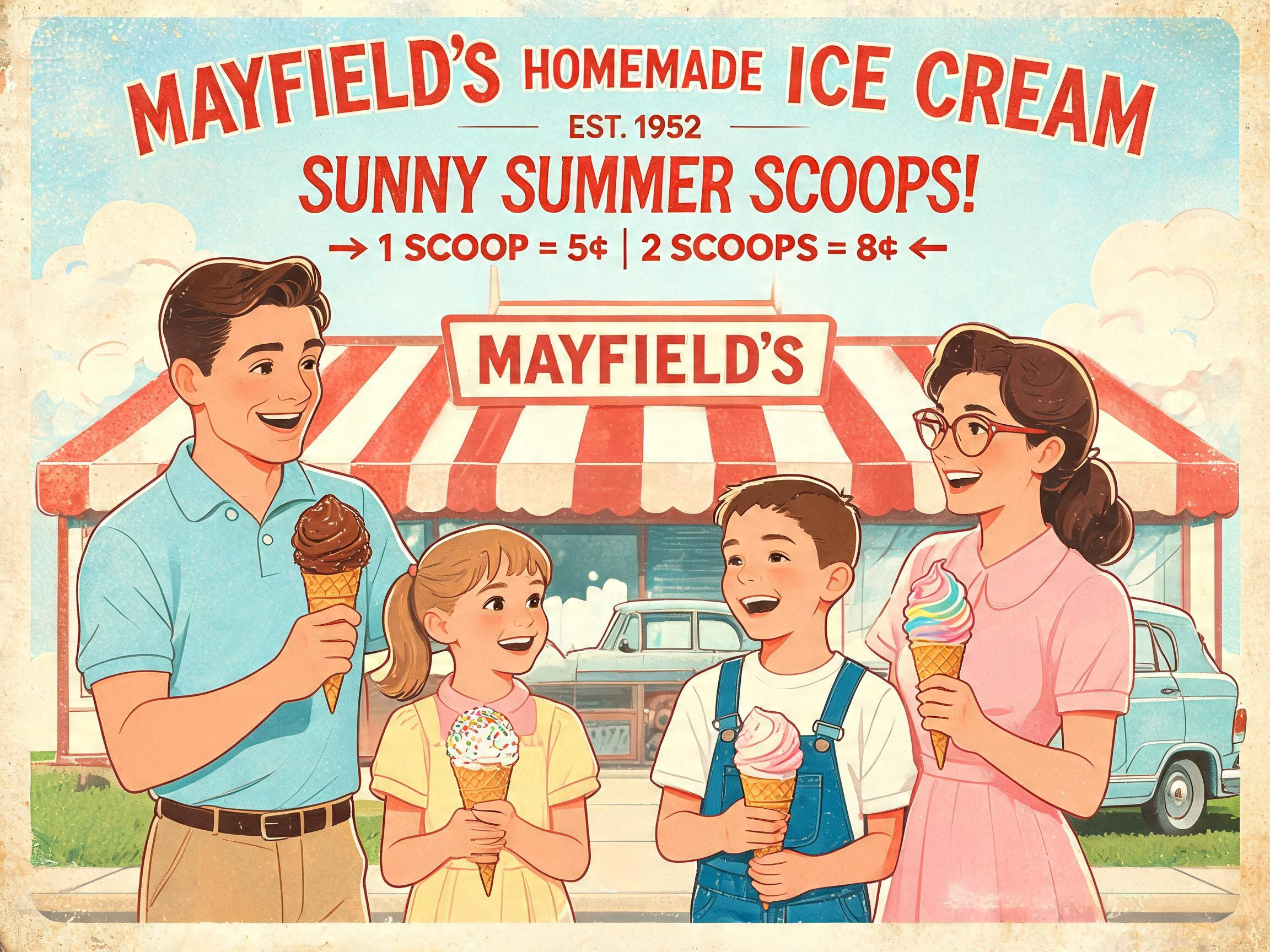Prompt for a vintage ice cream poster