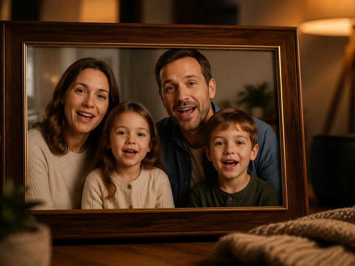 fotografie de familie vorbind AI prompt coperta 3 în 4: 3