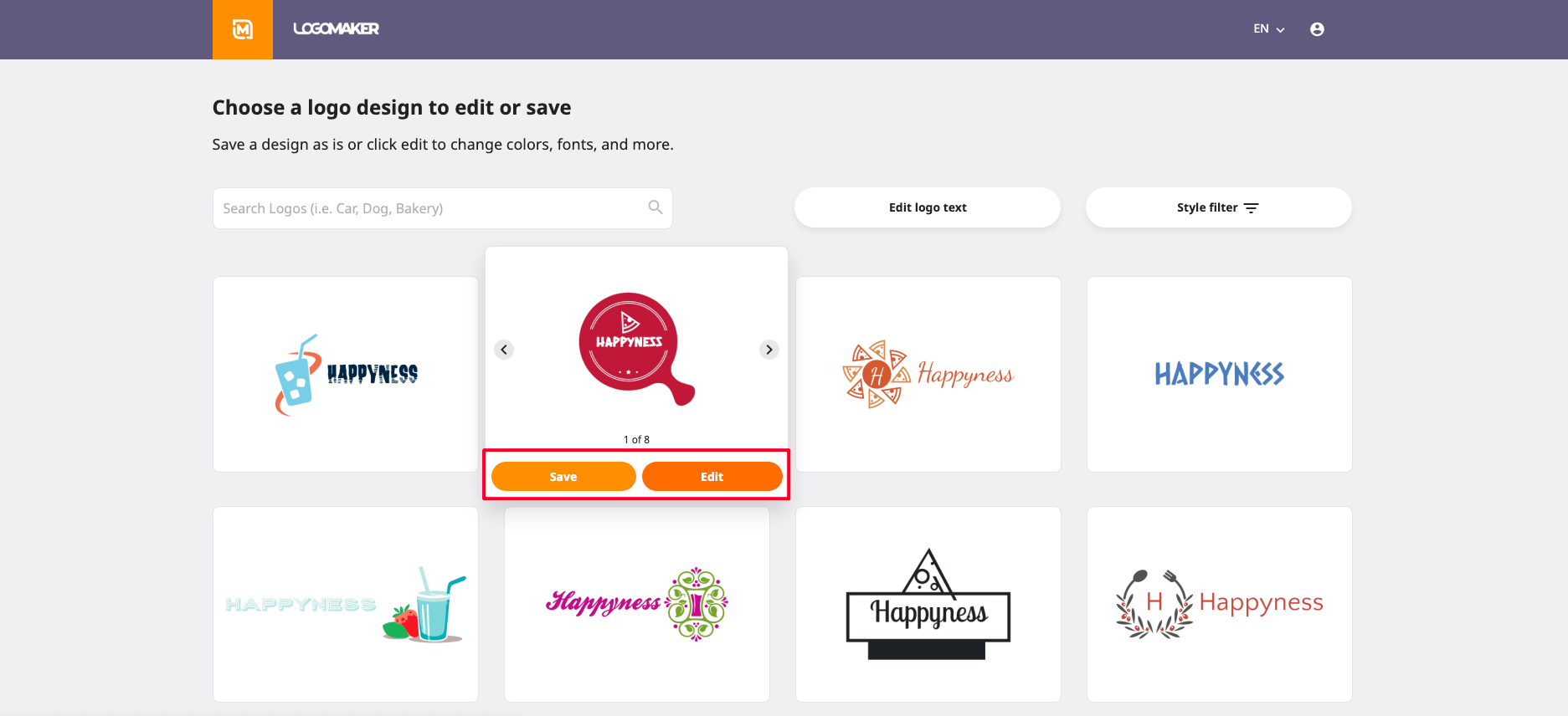 Wählen Sie Logodesigns, die Ihnen gefallen