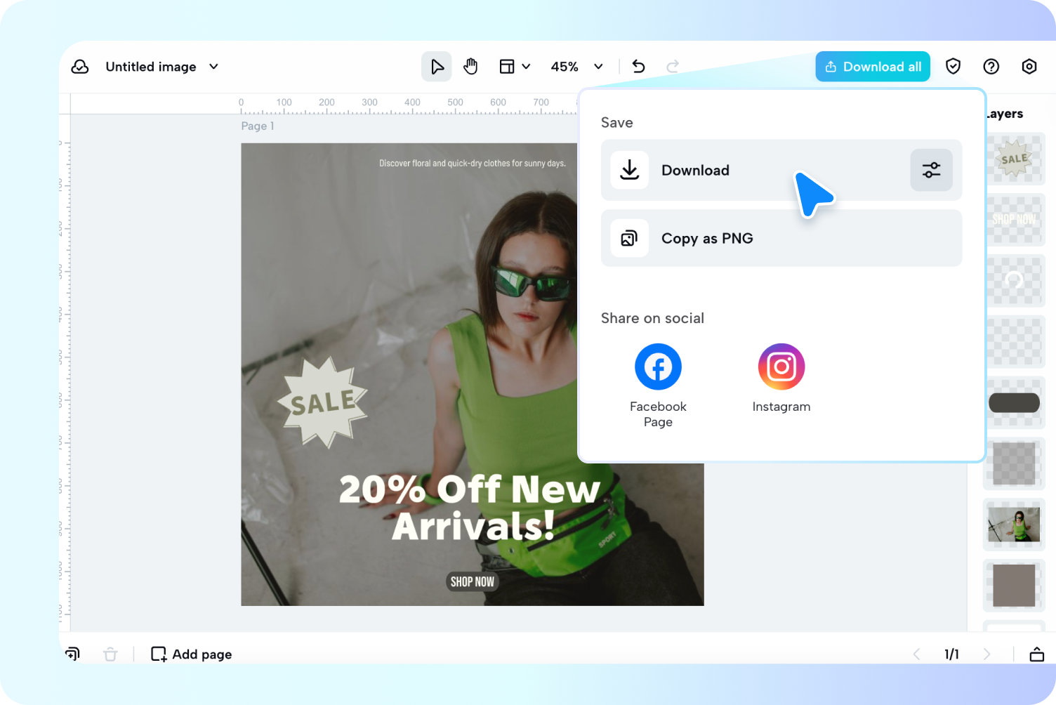Exportieren finaler Designs aus dem Text-to-Design-Tool von CapCut Web