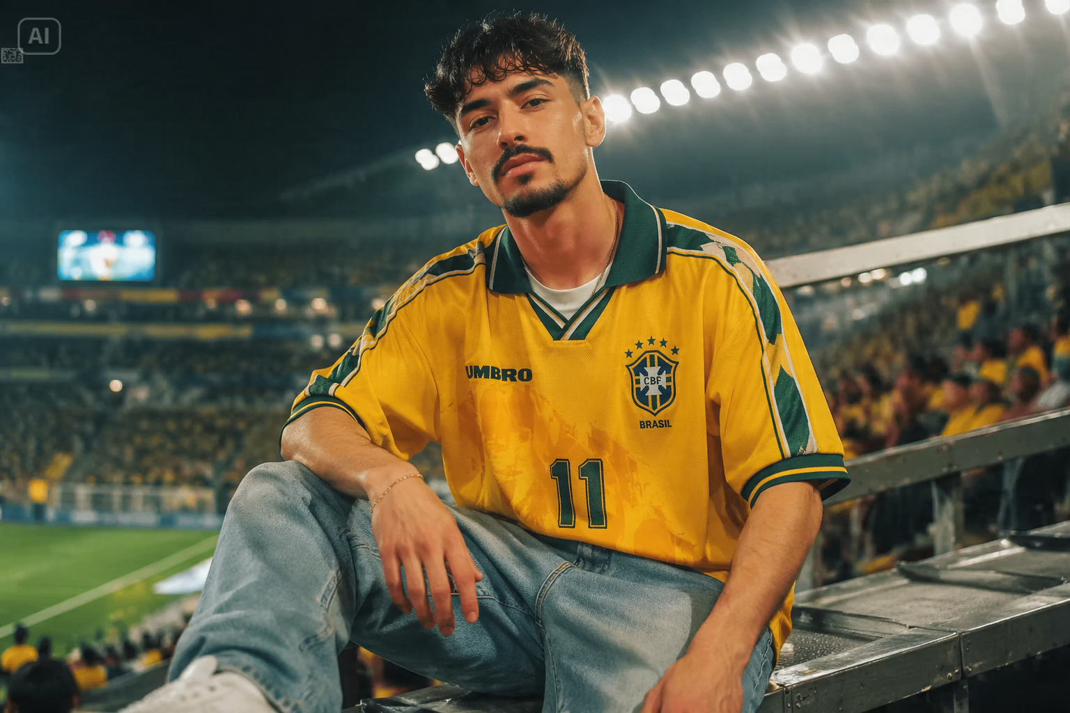 Retro World Cup Jersey Mode Porträtt