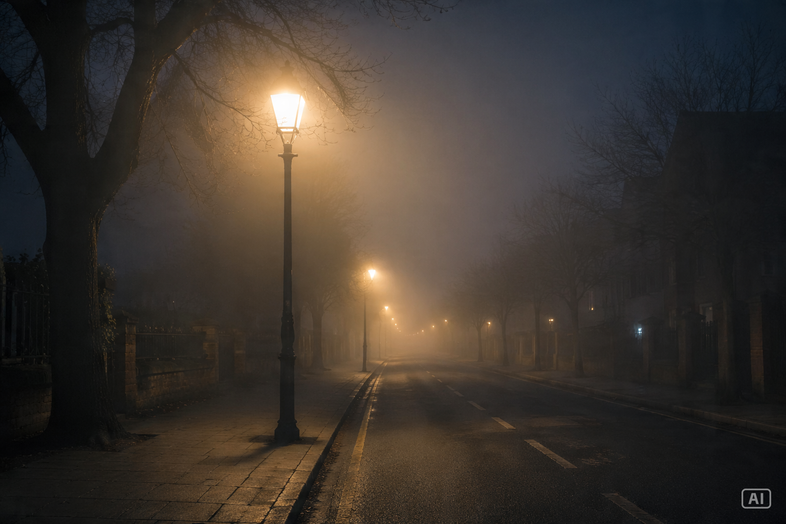 Foggy street lamp aesthetic image generated by Pippit