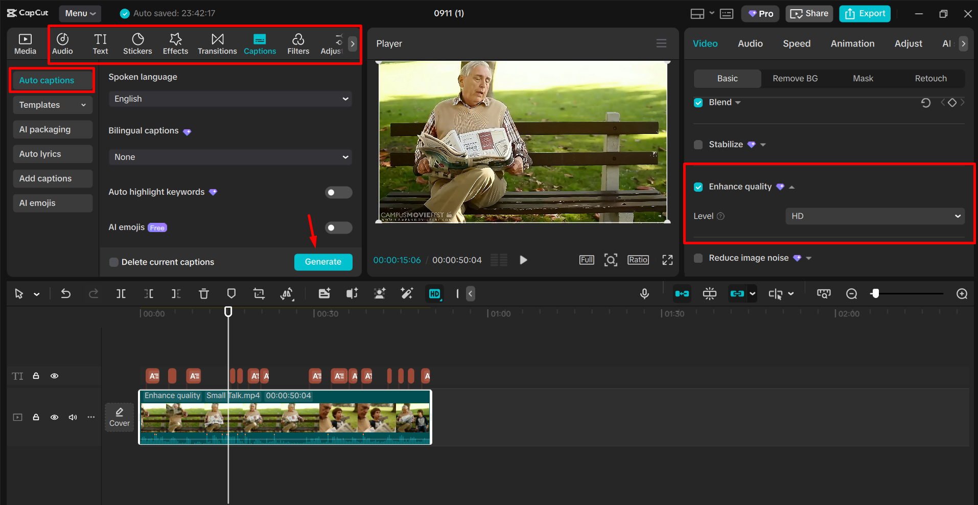 Pag-optimize ng footage sa CapCut desktop video editor