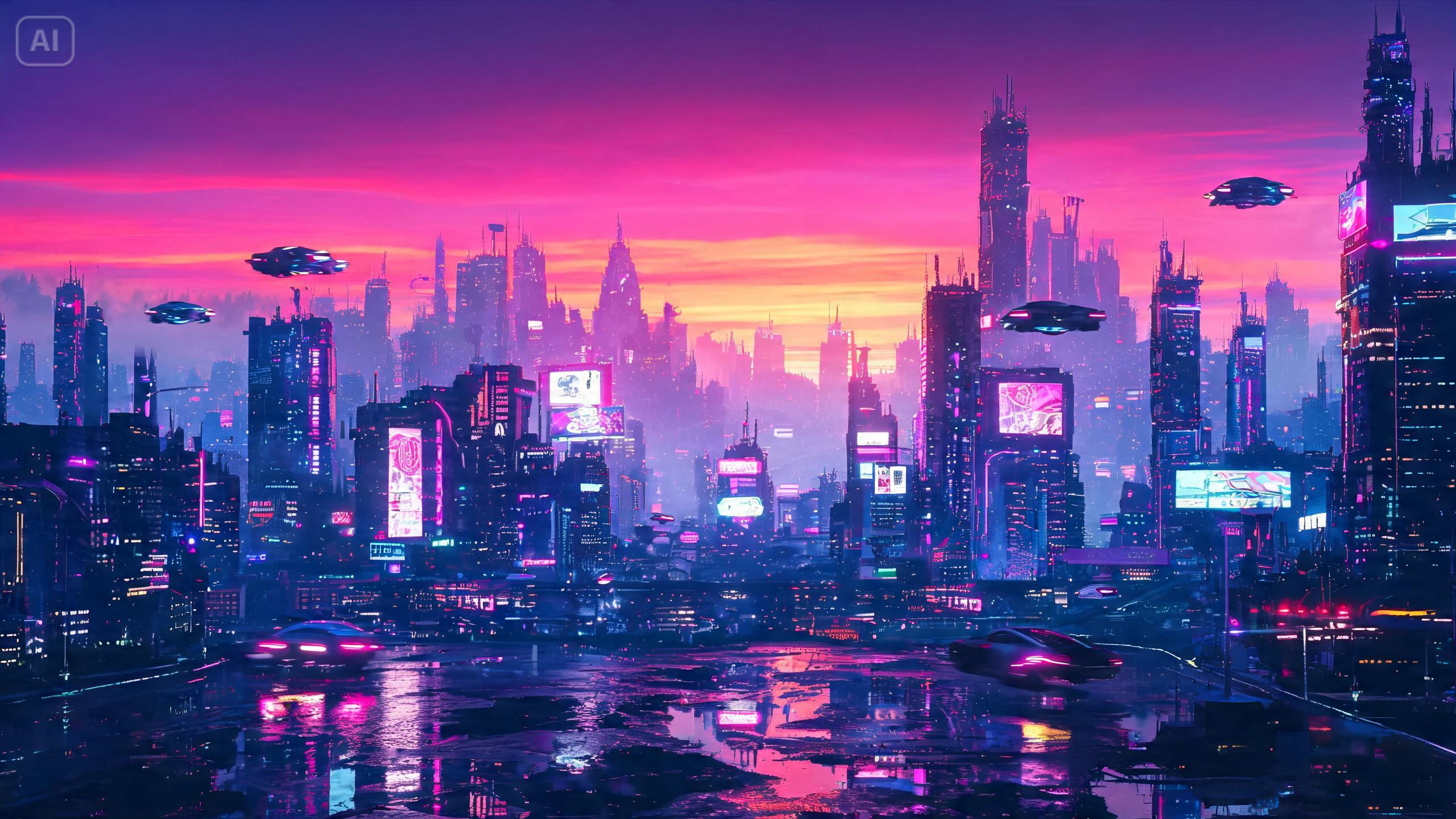 Prompt for a cyberpunk neon city
